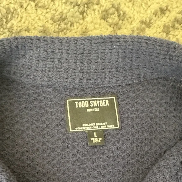 Todd Snyder Textured Blue Knit Shirt - Picture 2 of 3